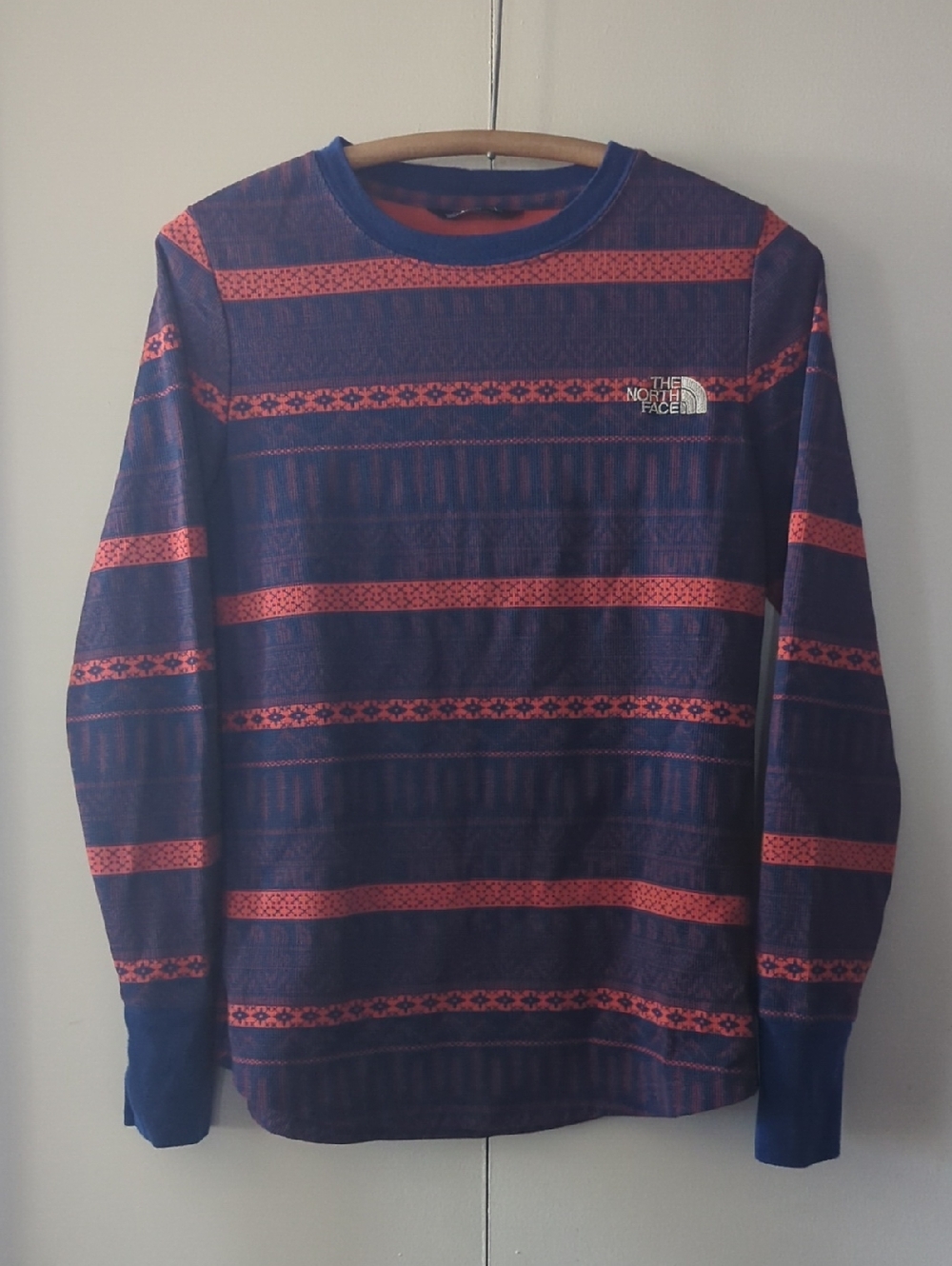 Blue/Orange Patterned Crewneck Sweater